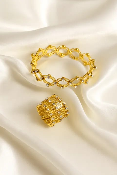 2 In 1 Ring + Bracelet Jewelry for girls. Trending Gift for girls. Stainless Steel