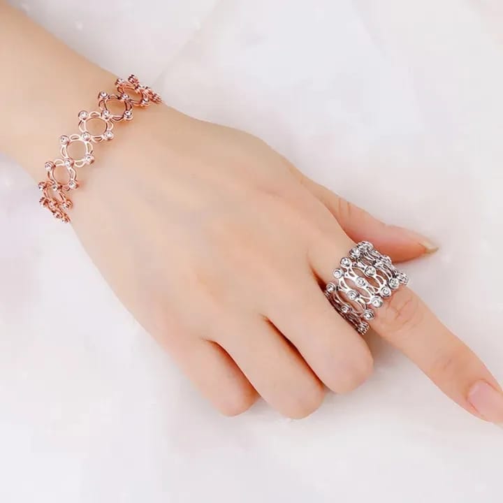 2 In 1 Ring + Bracelet Jewelry for girls. Trending Gift for girls. Stainless Steel