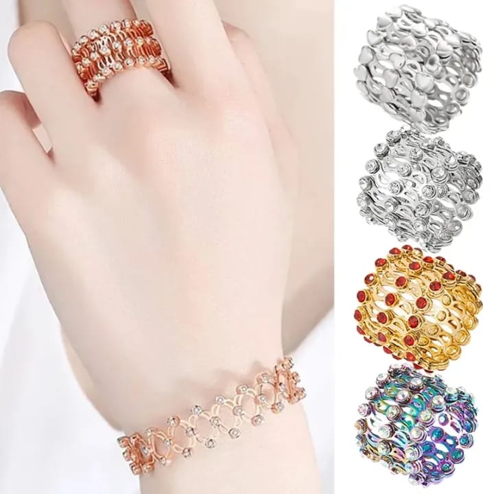 2 In 1 Ring + Bracelet Jewelry for girls. Trending Gift for girls. Stainless Steel